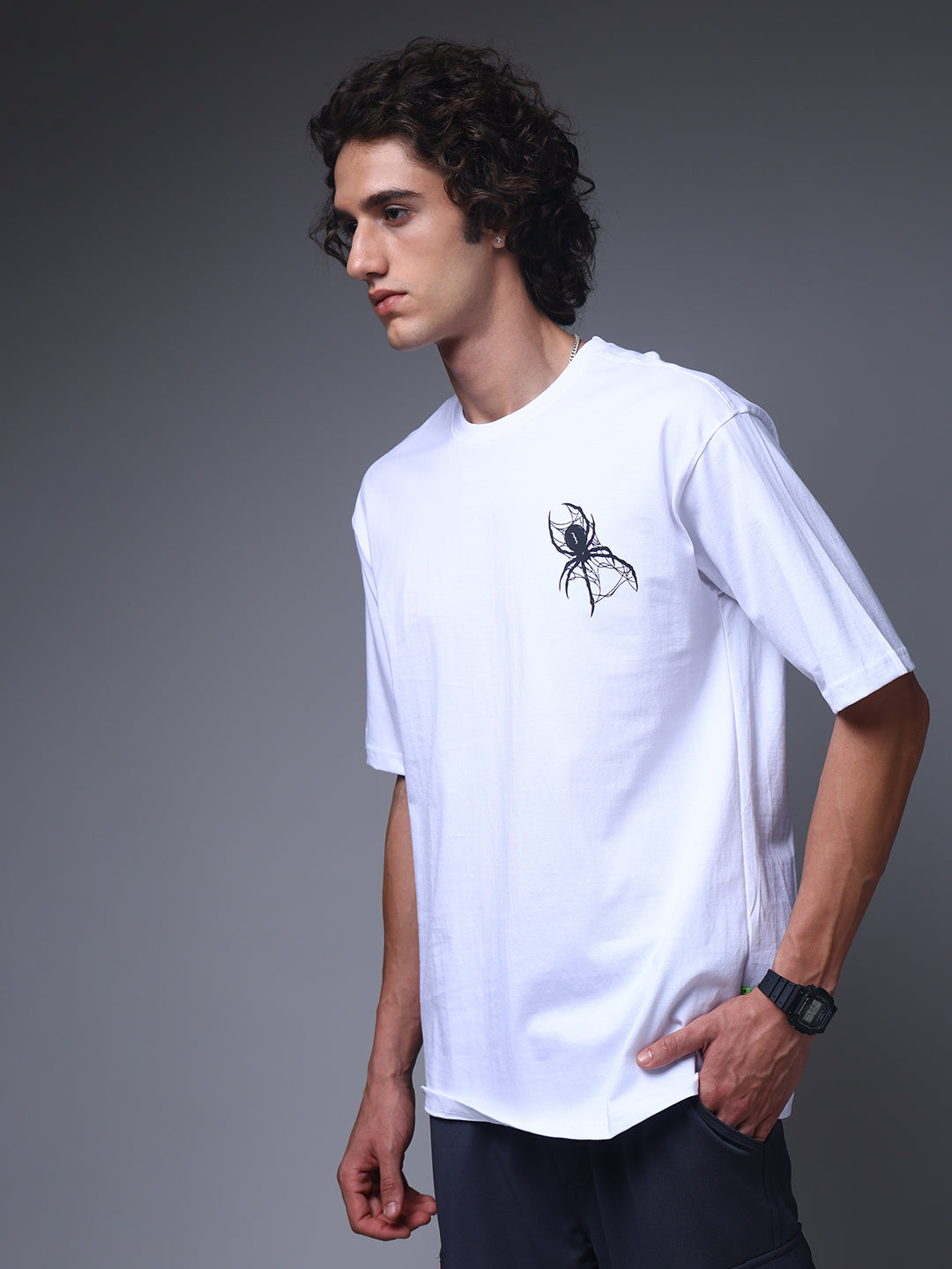 Men's Oversized Backprint White Tshirt