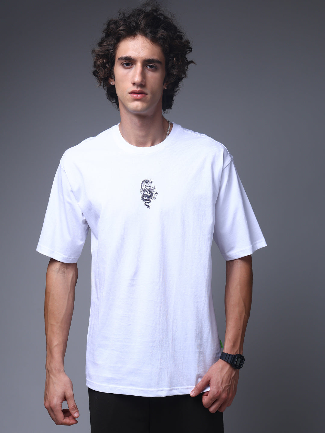 Men's Oversized Backprint White Tshirt