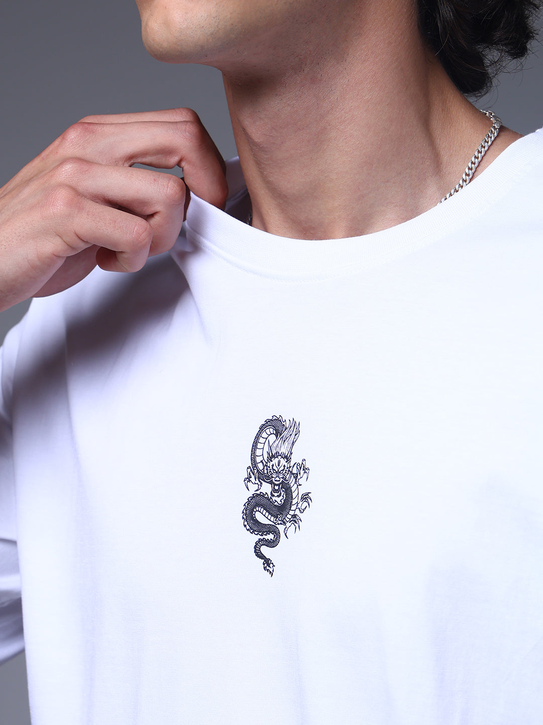 Men's Oversized Backprint White Tshirt