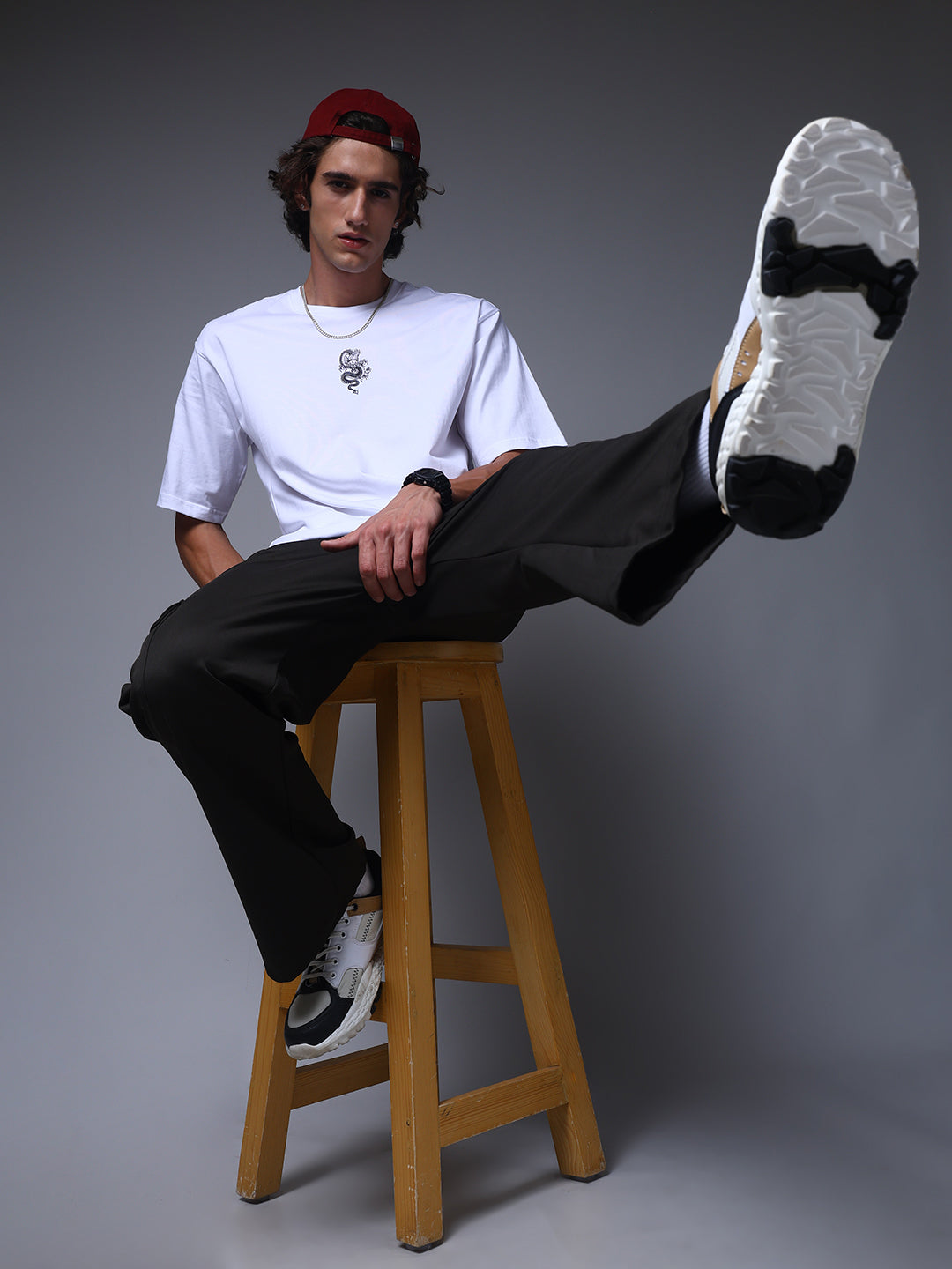 Men's Oversized Backprint White Tshirt