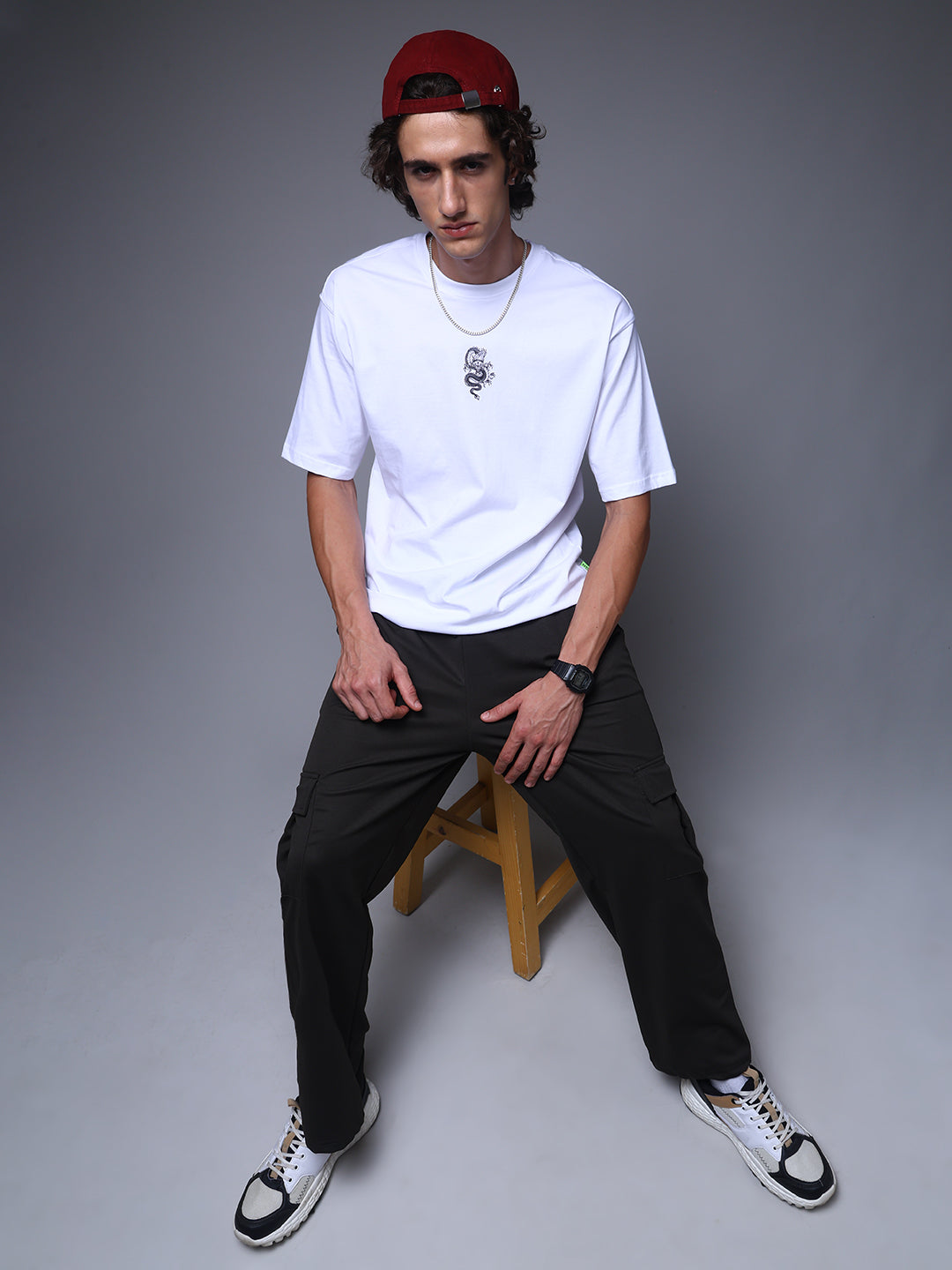 Men's Oversized Backprint White Tshirt