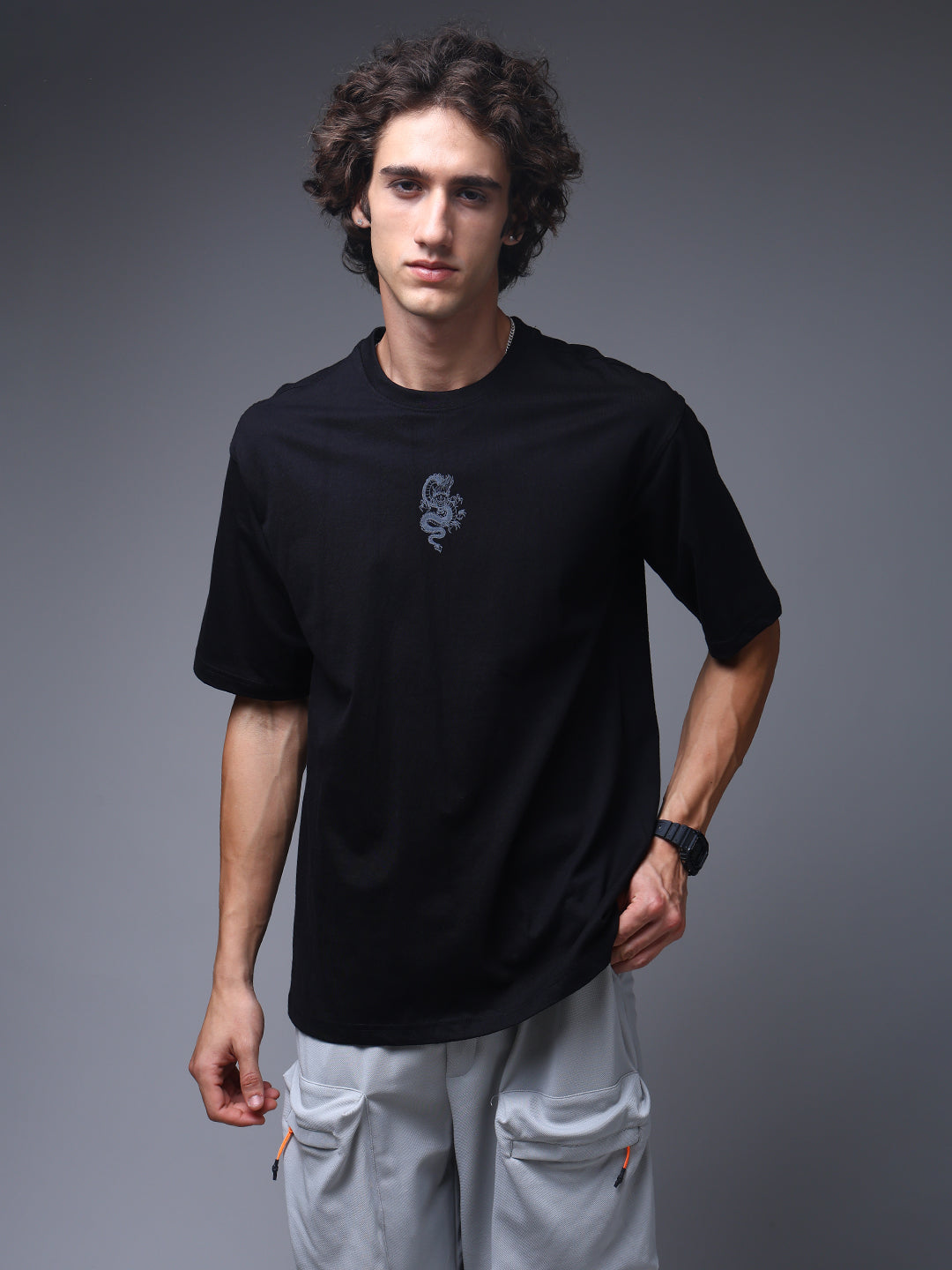 Men's Oversized Backprint Black Tshirt