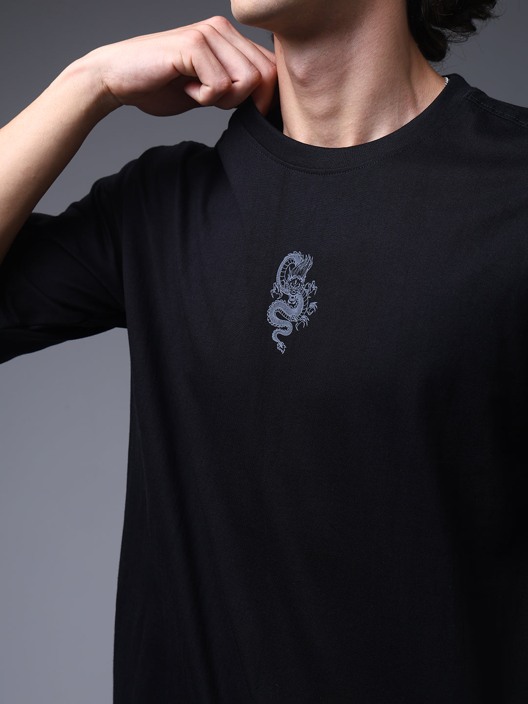 Men's Oversized Backprint Black Tshirt