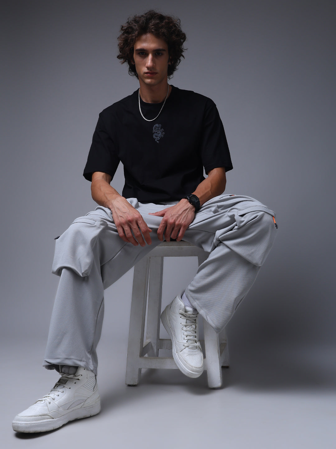 Men's Oversized Backprint Black Tshirt