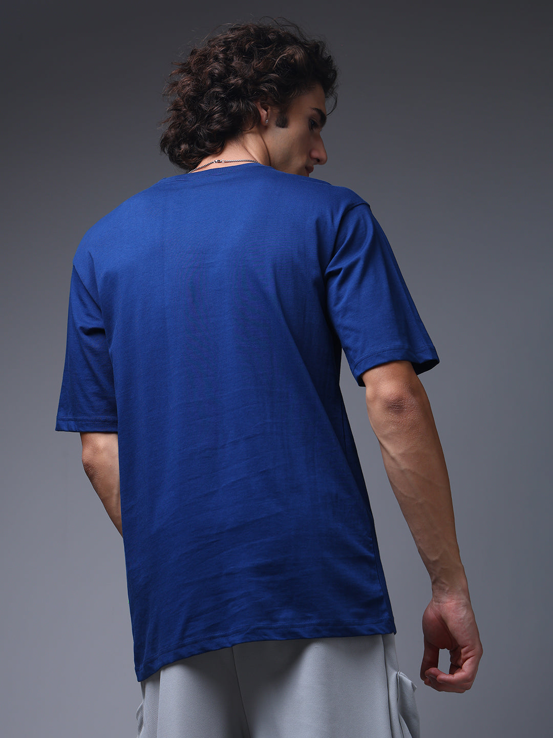 Men's Oversized Solid Blue Tshirt