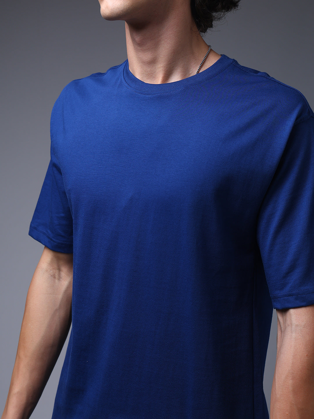 Men's Oversized Solid Blue Tshirt