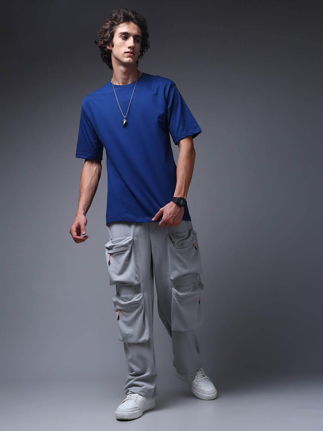 Men's Oversized Solid Blue Tshirt