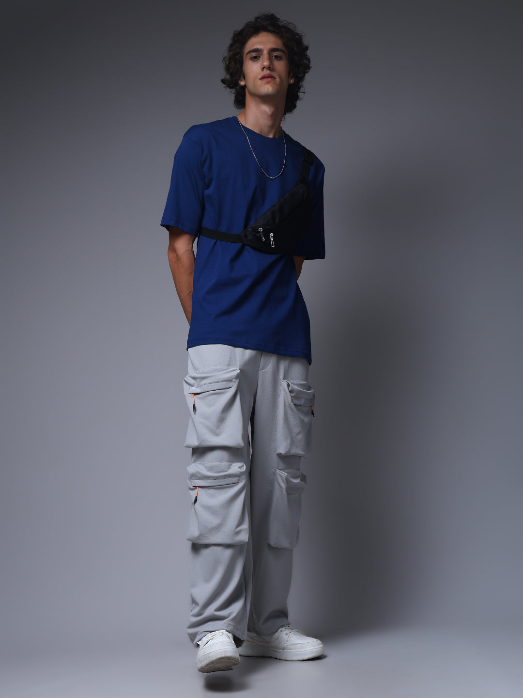 Men's Oversized Solid Blue Tshirt