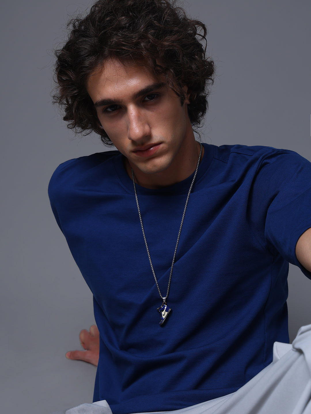 Men's Oversized Solid Blue Tshirt