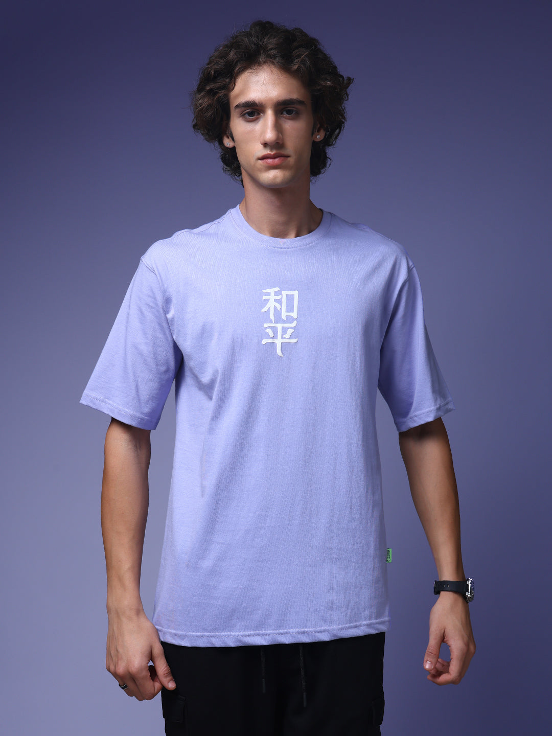 Men's Oversized Backprint Lilac Tshirt