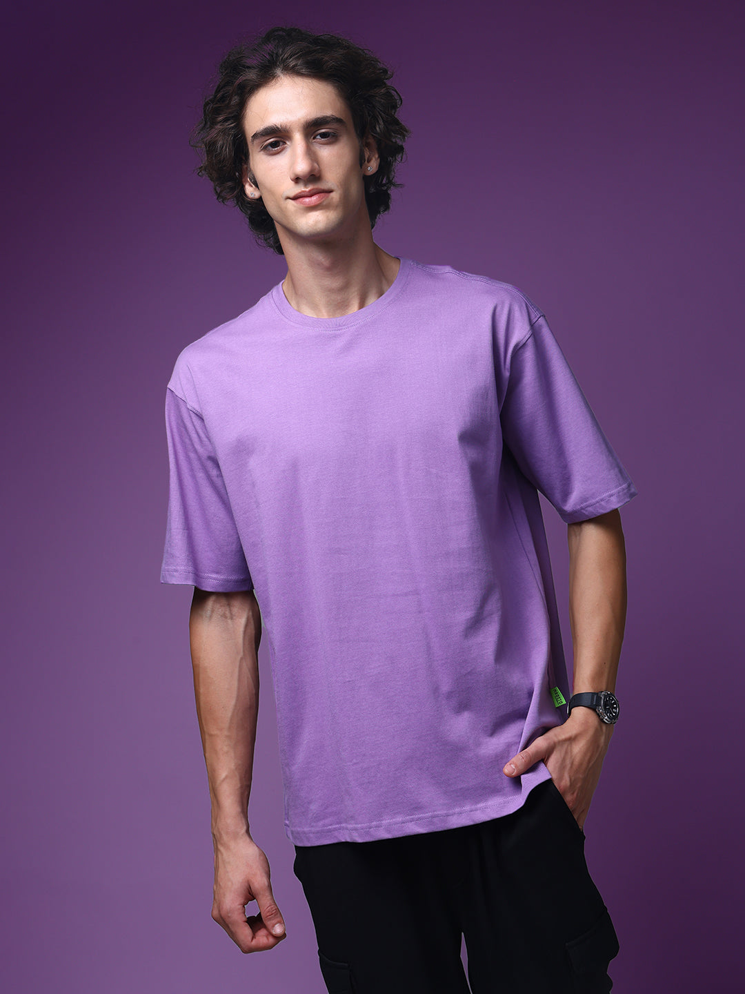 Men's Oversized Solid Lavender Tshirt