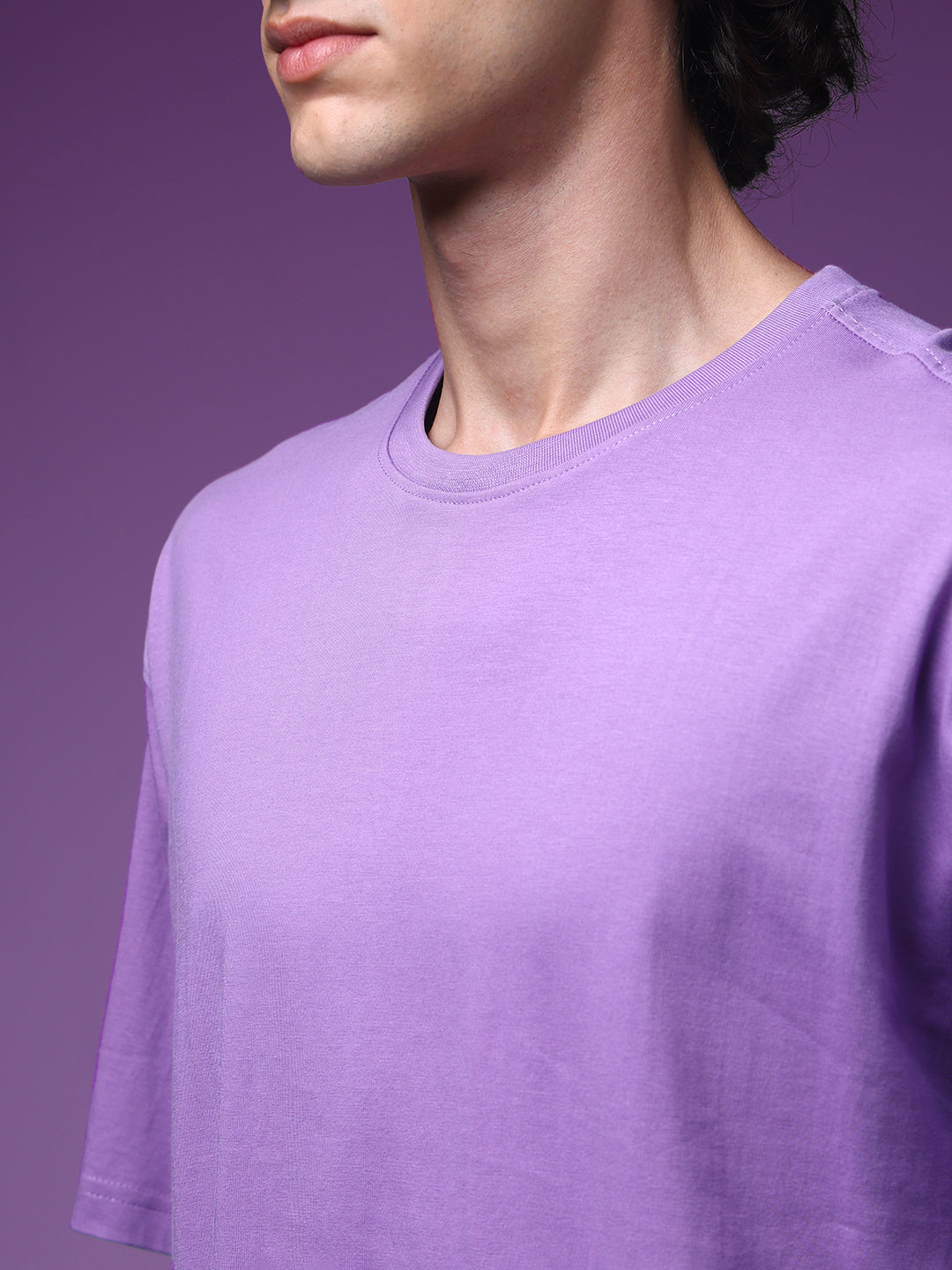 Men's Oversized Solid Lavender Tshirt