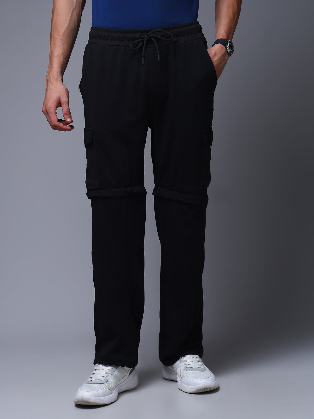 Men's Straight Fit Black Detachable Cargo Pants