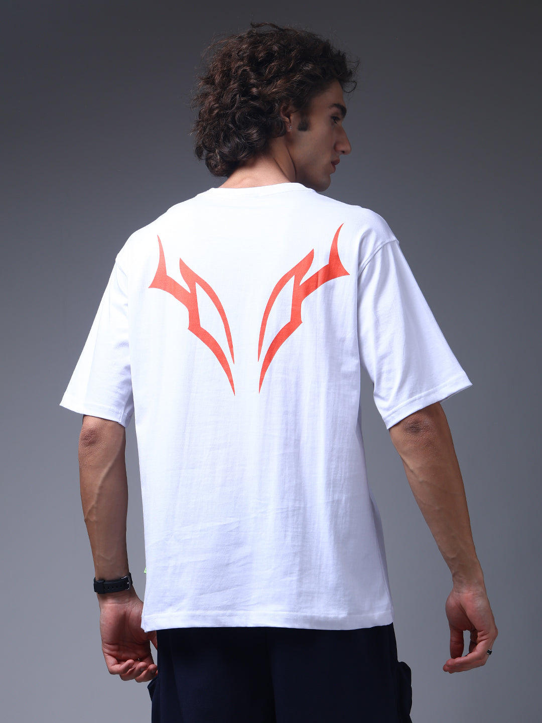 Men's Oversized Backprint White Tshirt