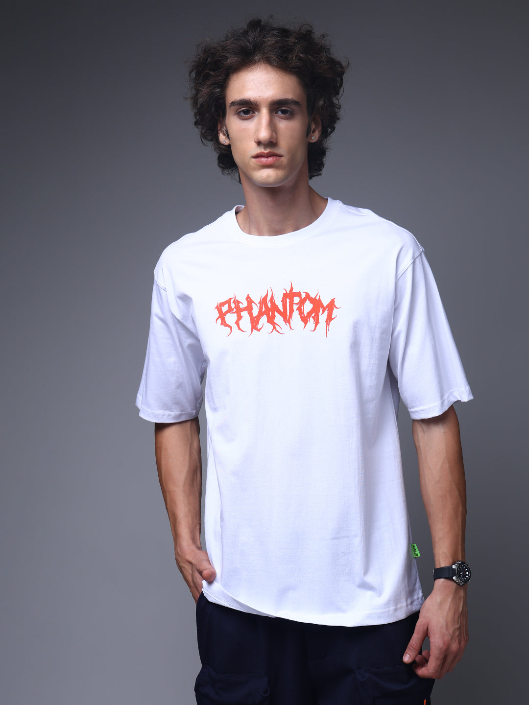 Men's Oversized Backprint White Tshirt