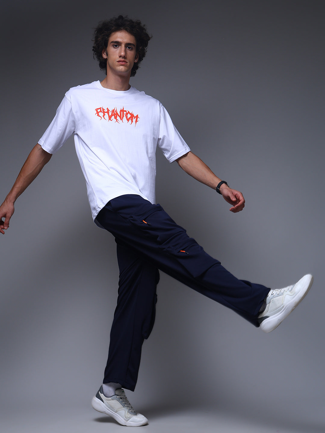 Men's Solid Navy Multiple Pocket Pants