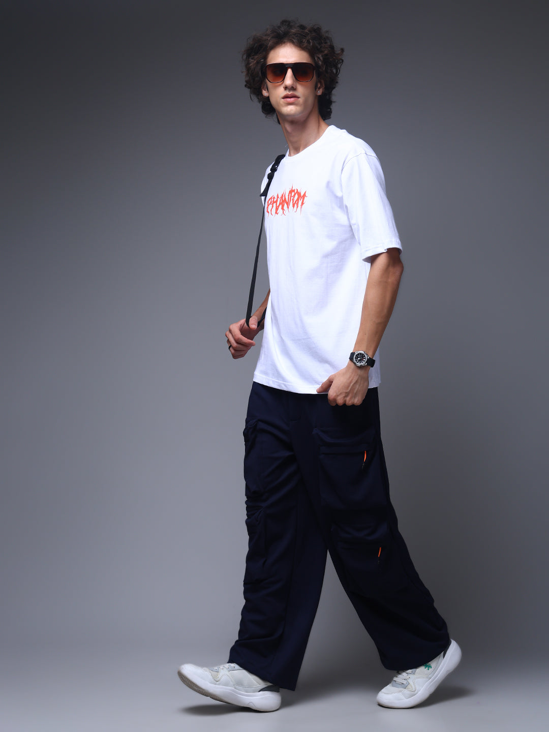 Men's Oversized Backprint White Tshirt