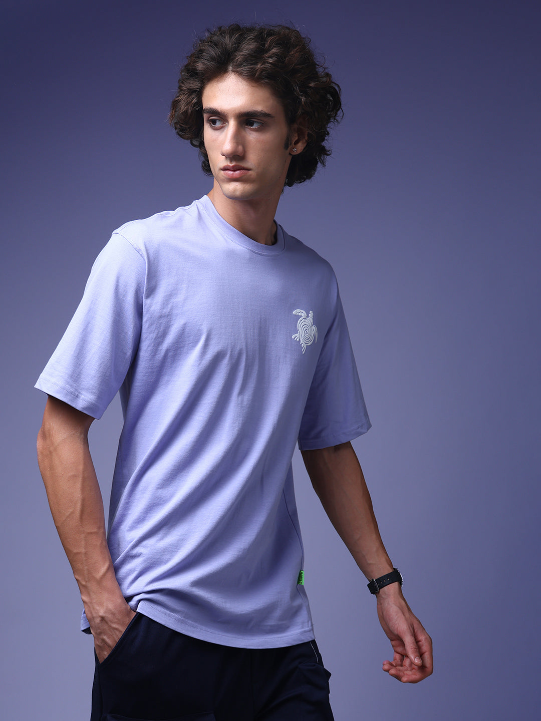 Men's Oversized Backprint Lilac Tshirt
