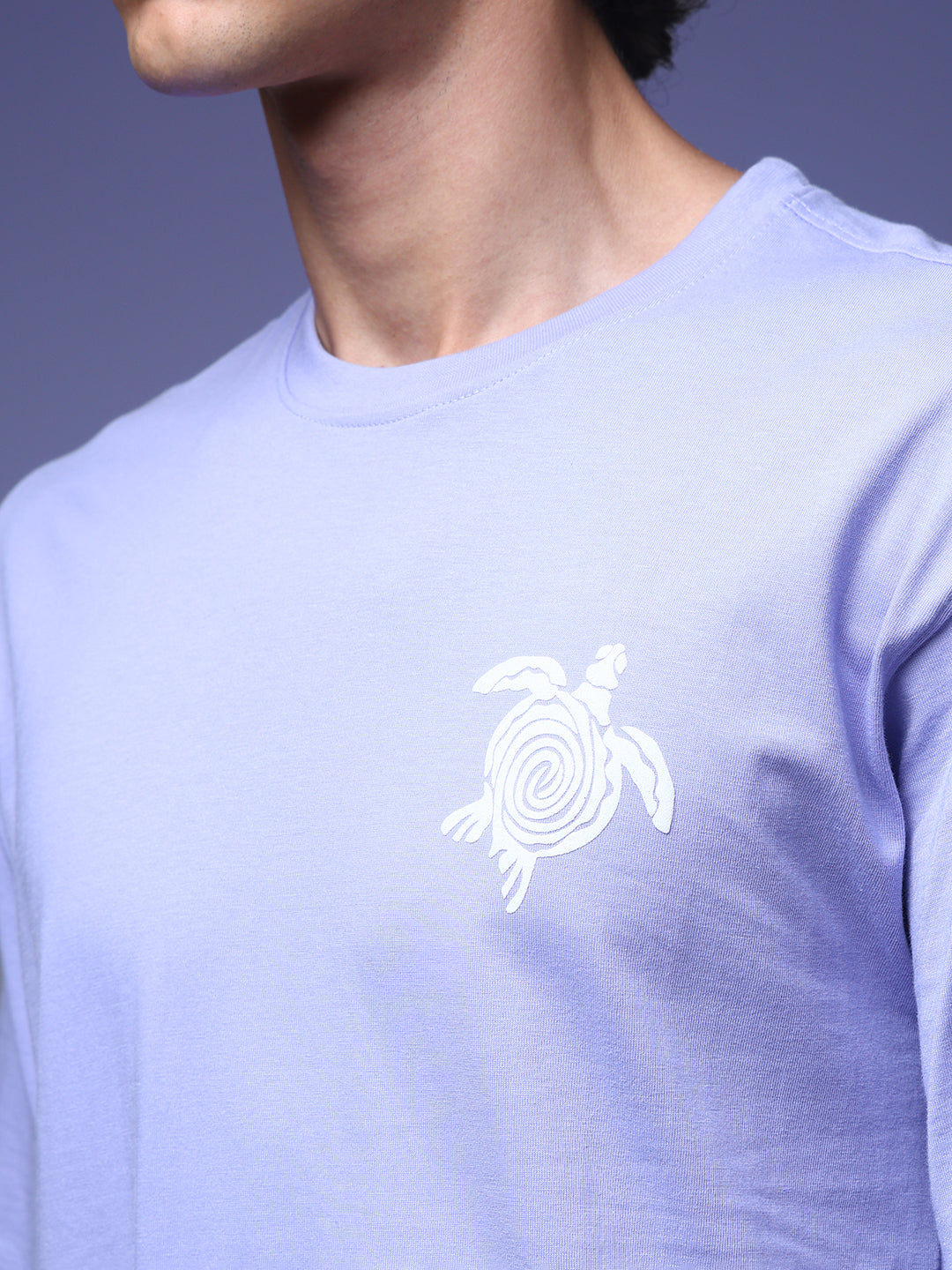 Men's Oversized Backprint Lilac Tshirt