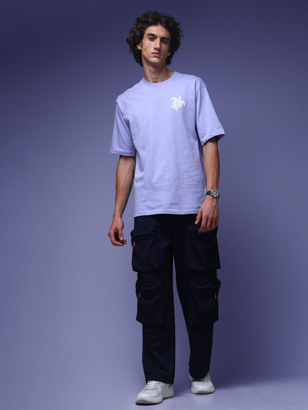 Men's Oversized Backprint Lilac Tshirt