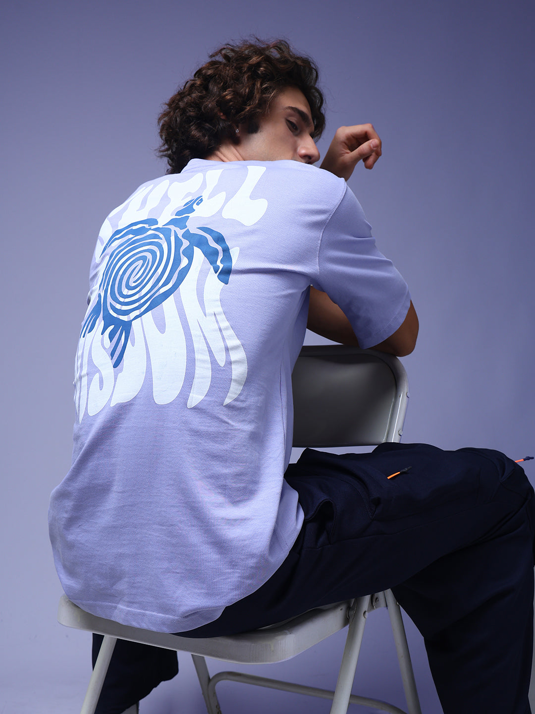 Men's Oversized Backprint Lilac Tshirt