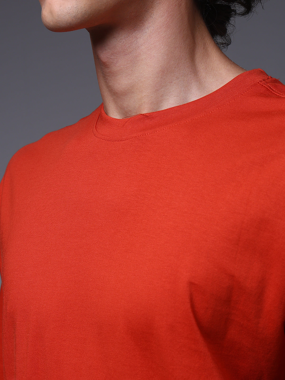 Men's Oversized Solid Orange Tshirt