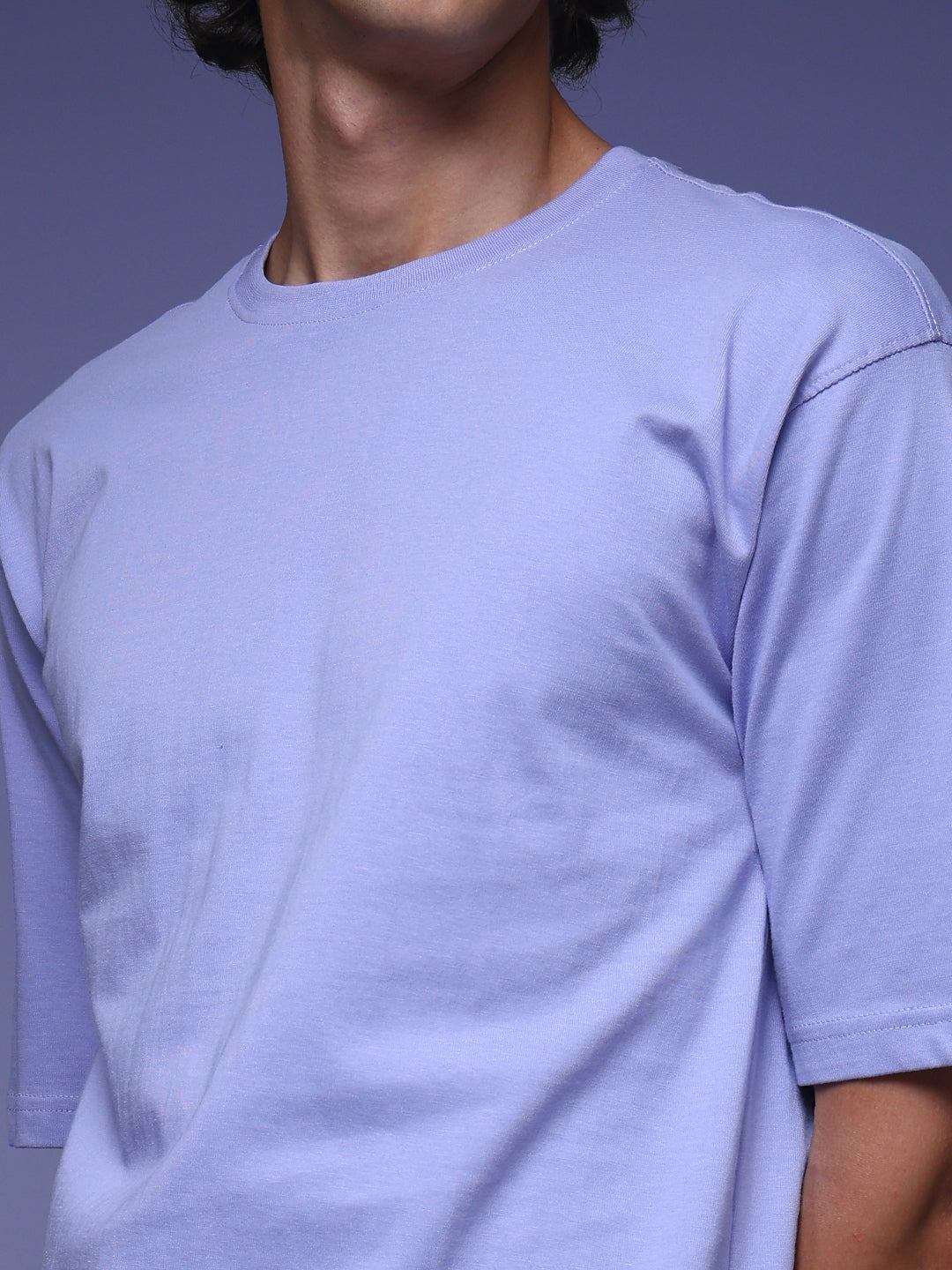 Men's Oversized Solid Lilac Tshirt