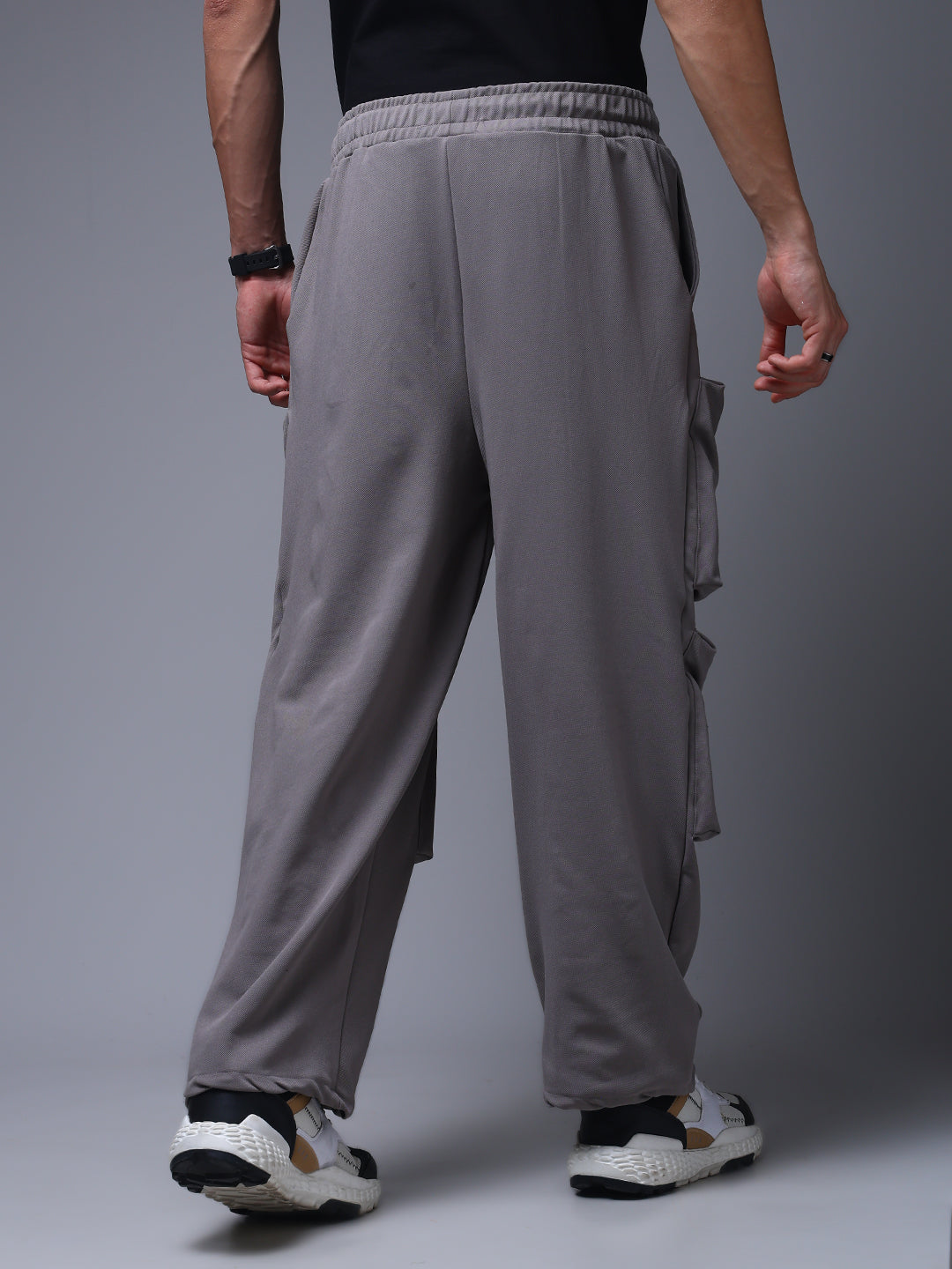 Men's Solid Light Grey Multiple Pocket Pants