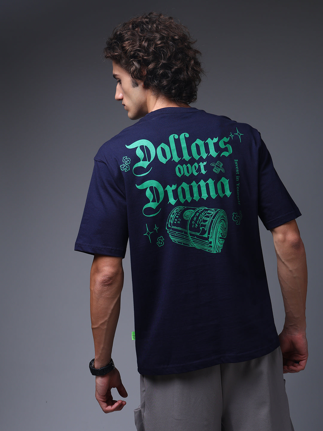 Men's Oversized Backprint Navy Tshirt
