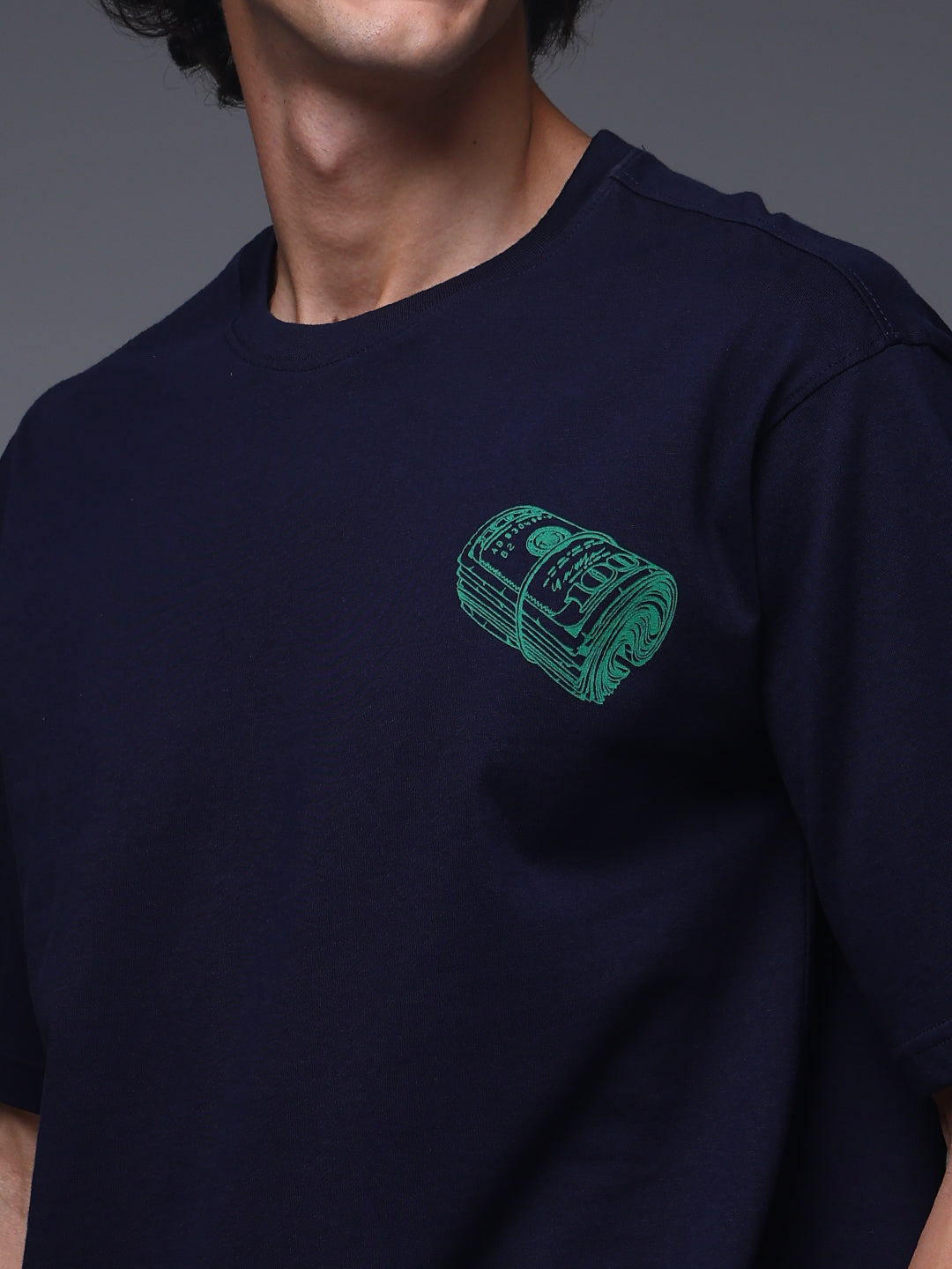Men's Oversized Backprint Navy Tshirt