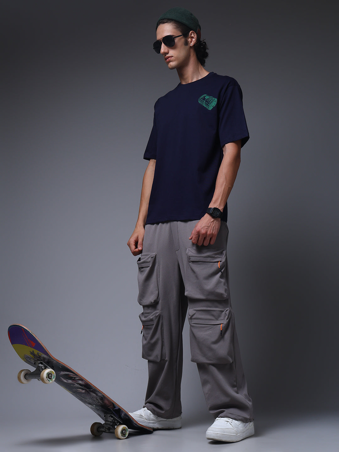 Men's Oversized Backprint Navy Tshirt