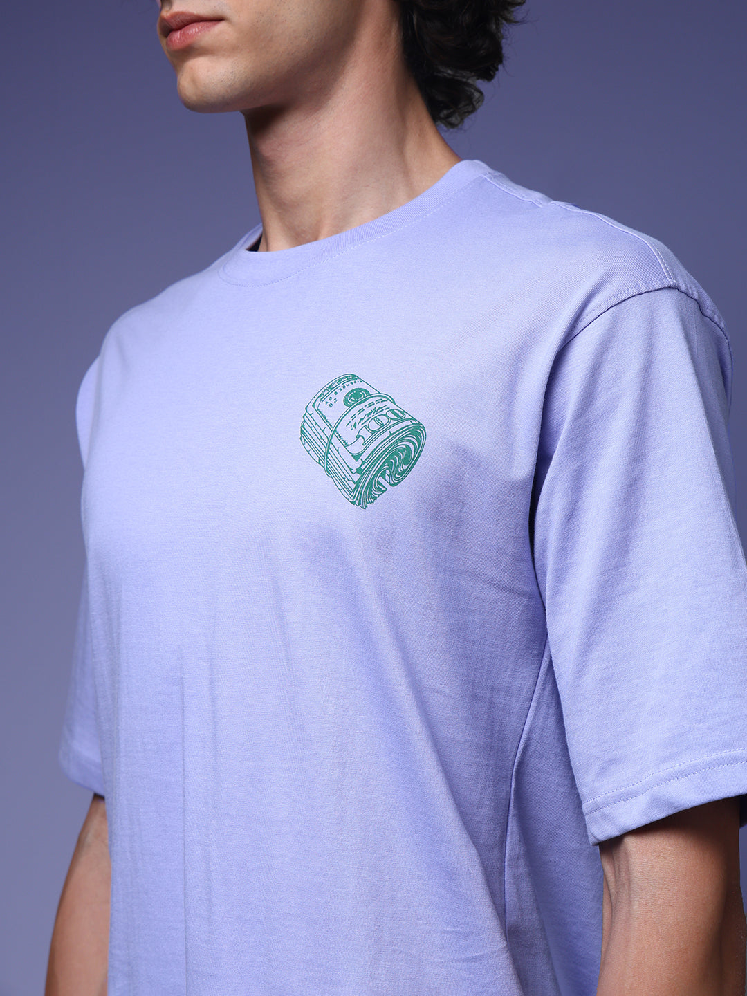 Men's Oversized Backprint Lilac Tshirt
