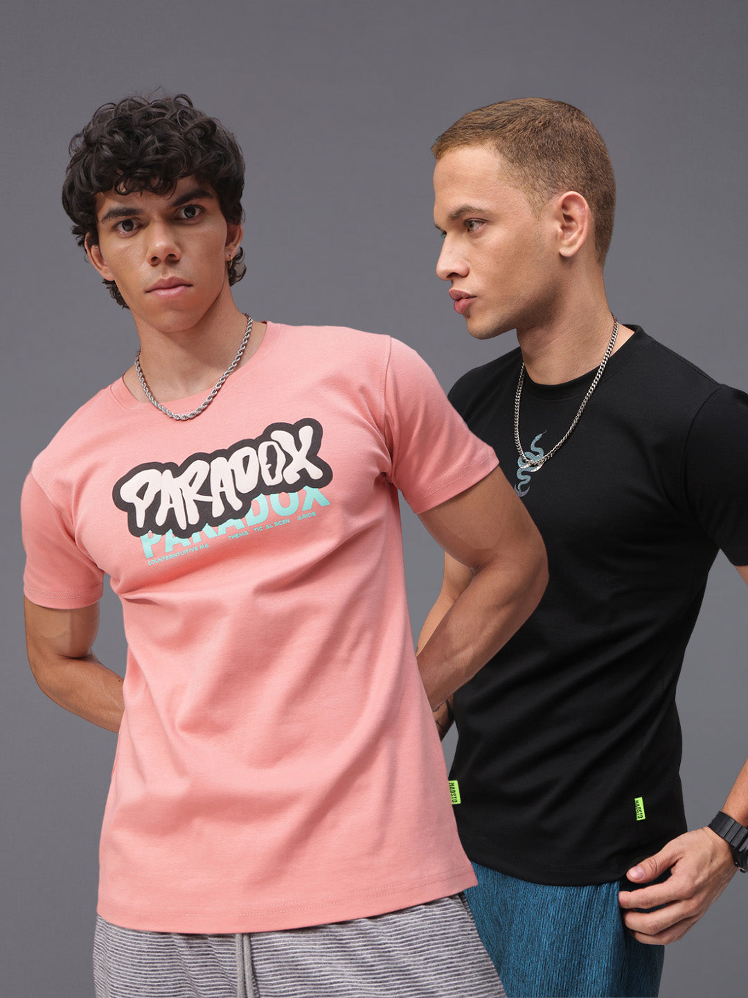 Mens Regular Fit Pack of 2 Printed Tshirts