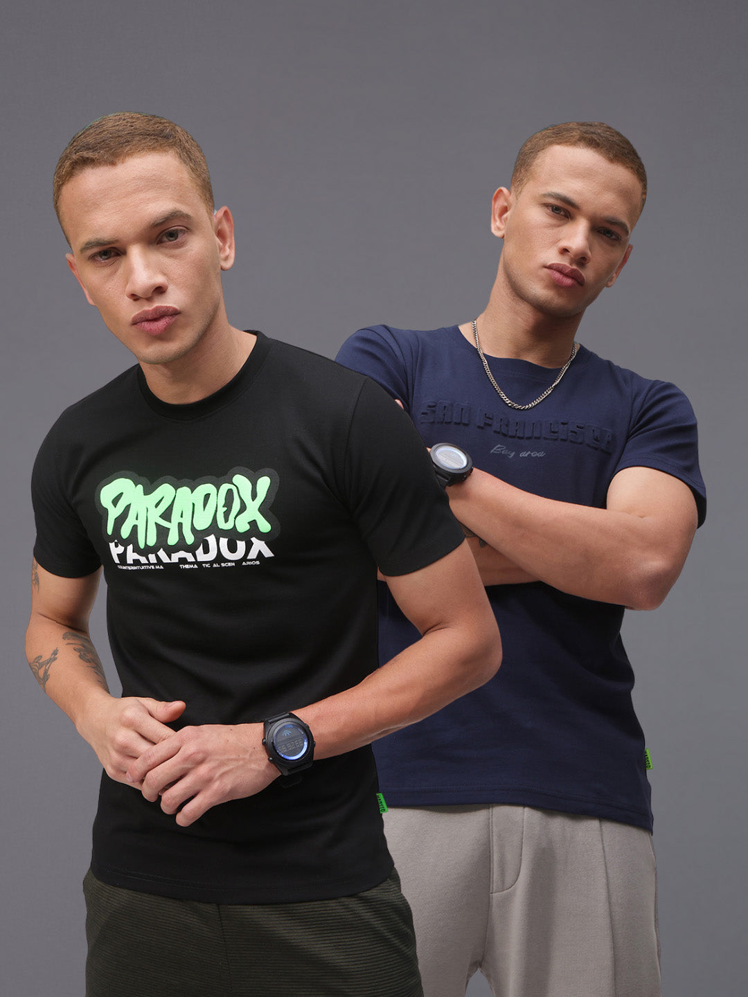 Mens Regular Fit Pack of 2 Printed Tshirts