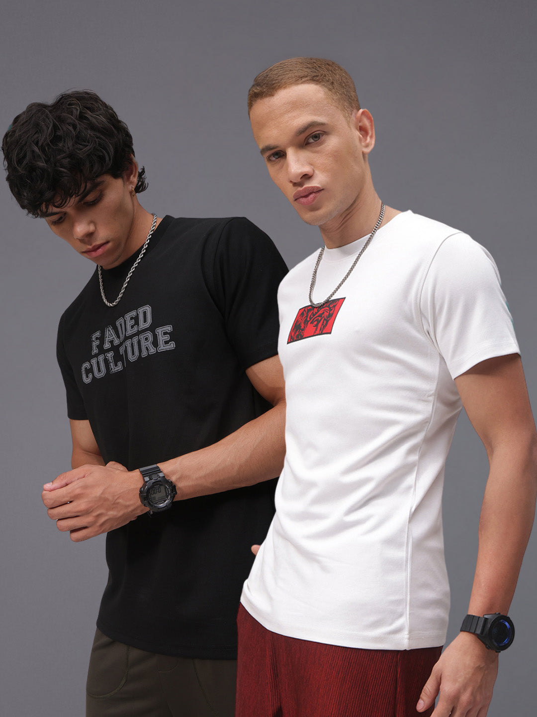 Mens Regular Fit Pack of 2 Printed Tshirts