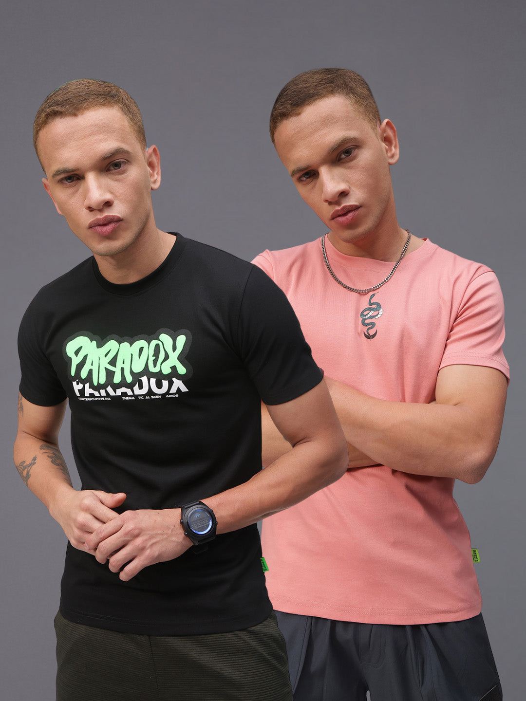 Mens Regular Fit Pack of 2 Printed Tshirts