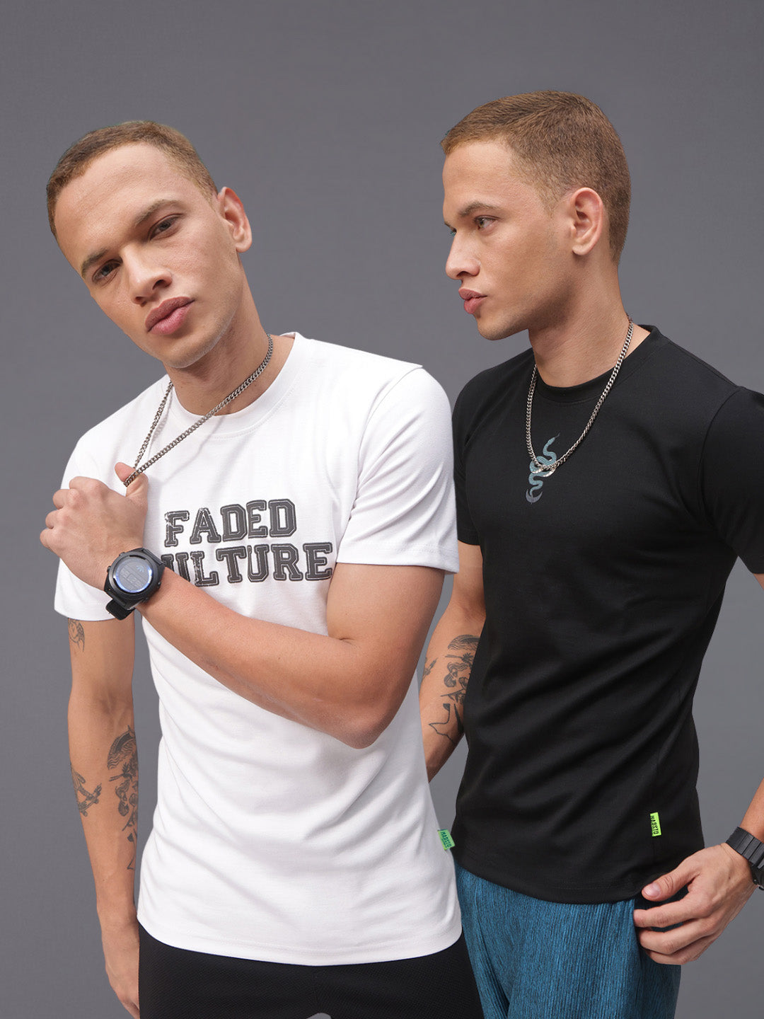 Mens Regular Fit Pack of 2 Printed Tshirts