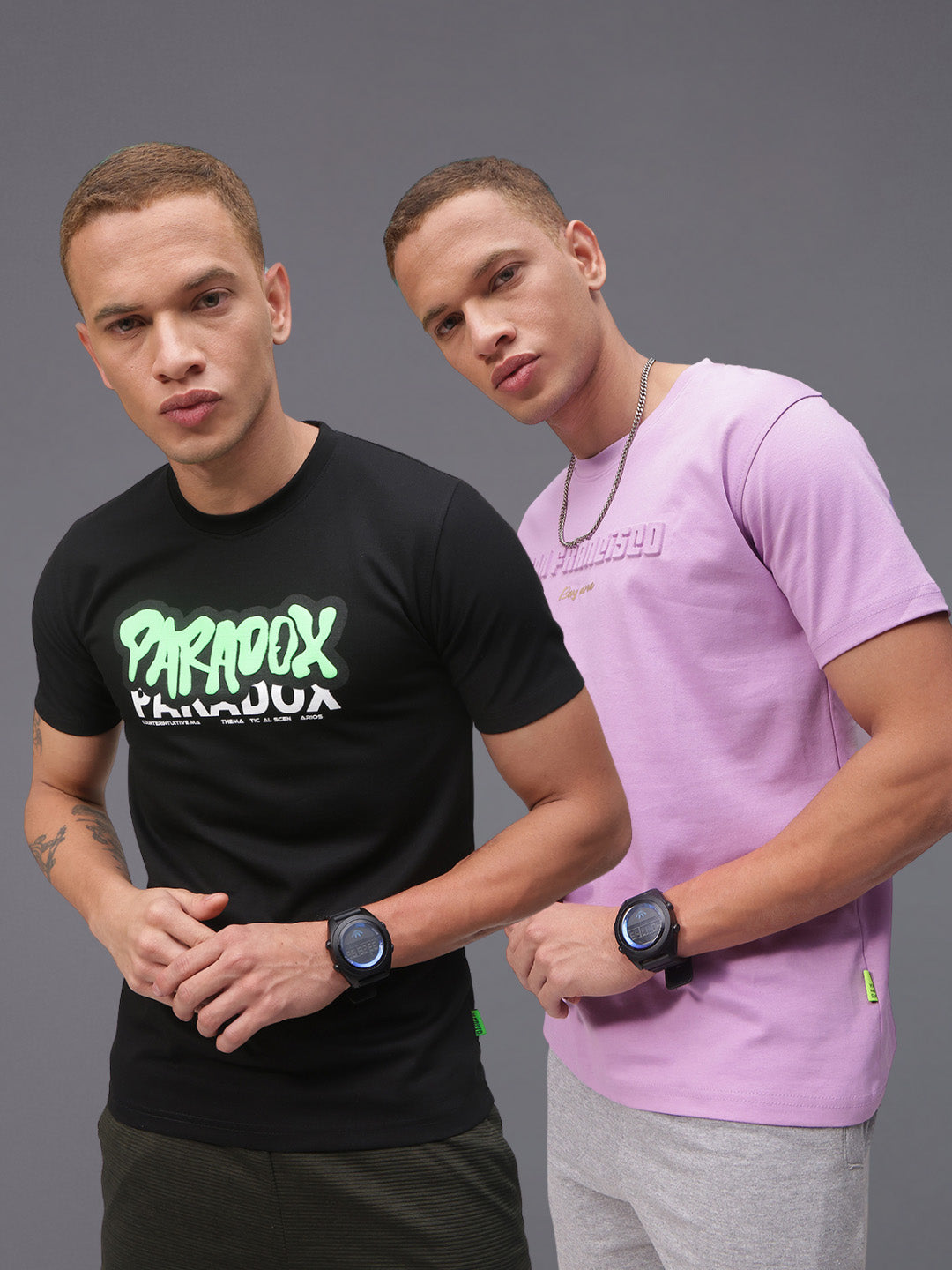 Mens Regular Fit Pack of 2 Printed Tshirts