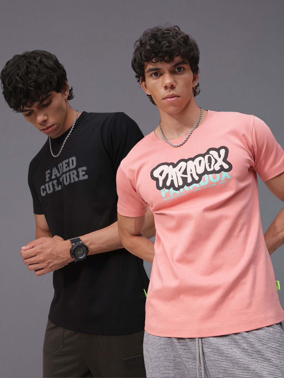 Mens Regular Fit Pack of 2 Printed Tshirts
