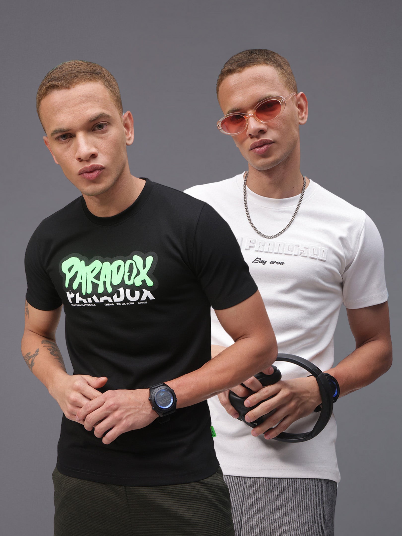 Mens Regular Fit Pack of 2 Printed Tshirts
