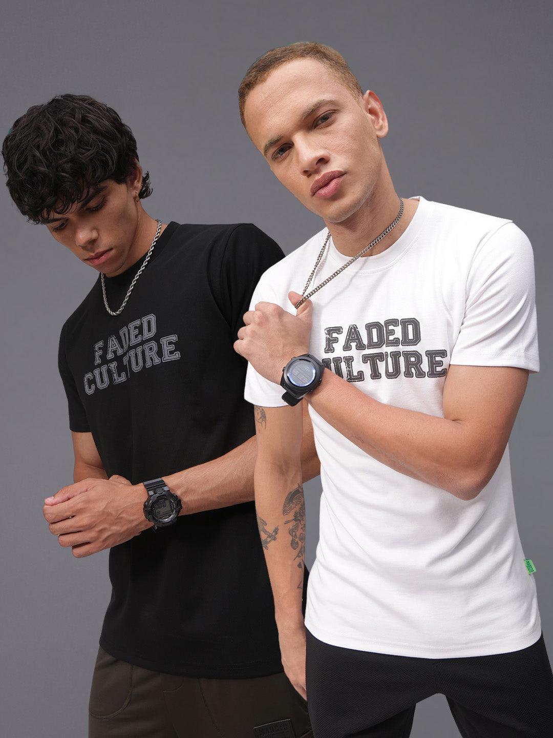 Mens Regular Fit Pack of 2 Printed Tshirts