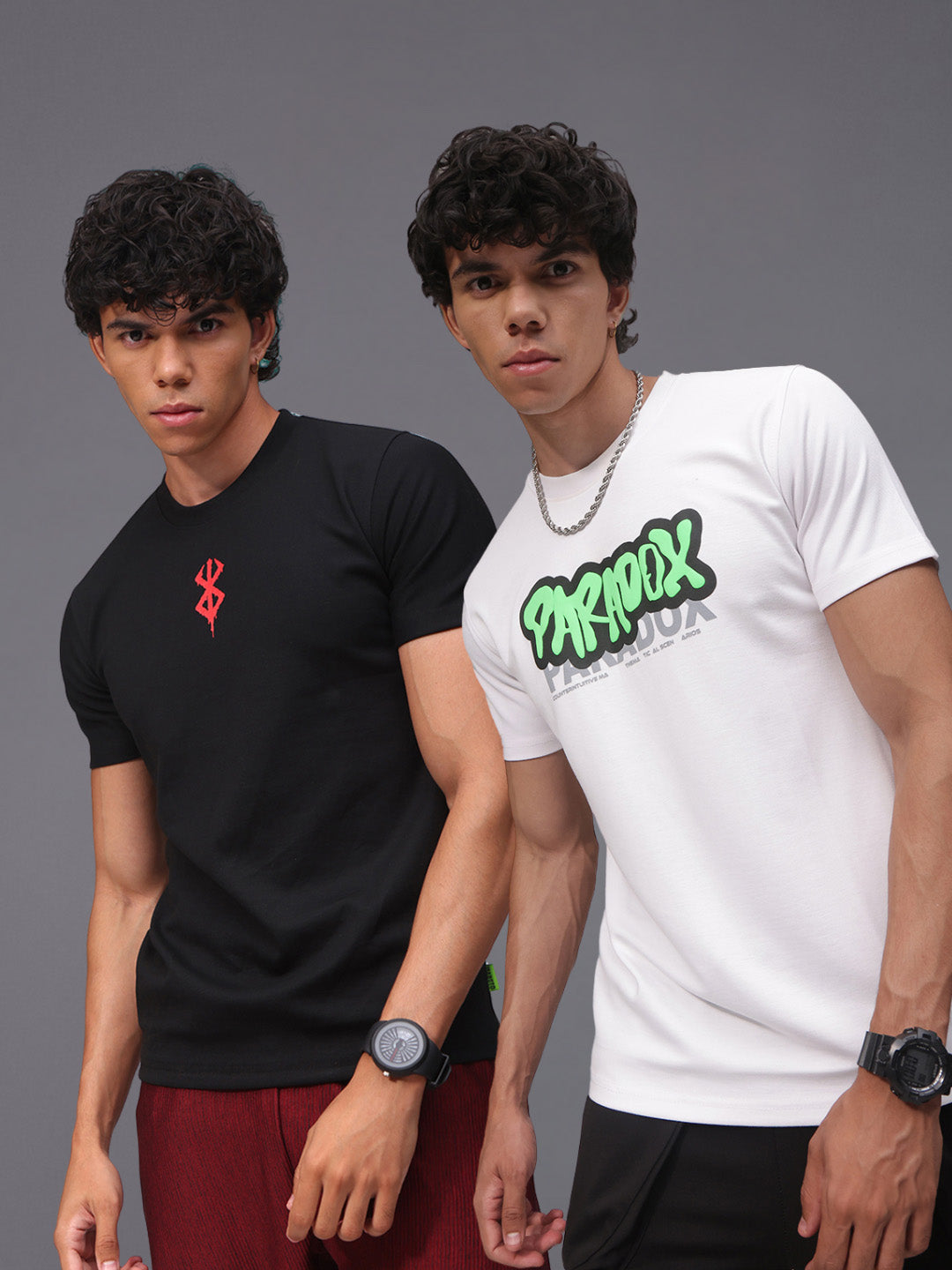 Mens Regular Fit Pack of 2 Printed Tshirts