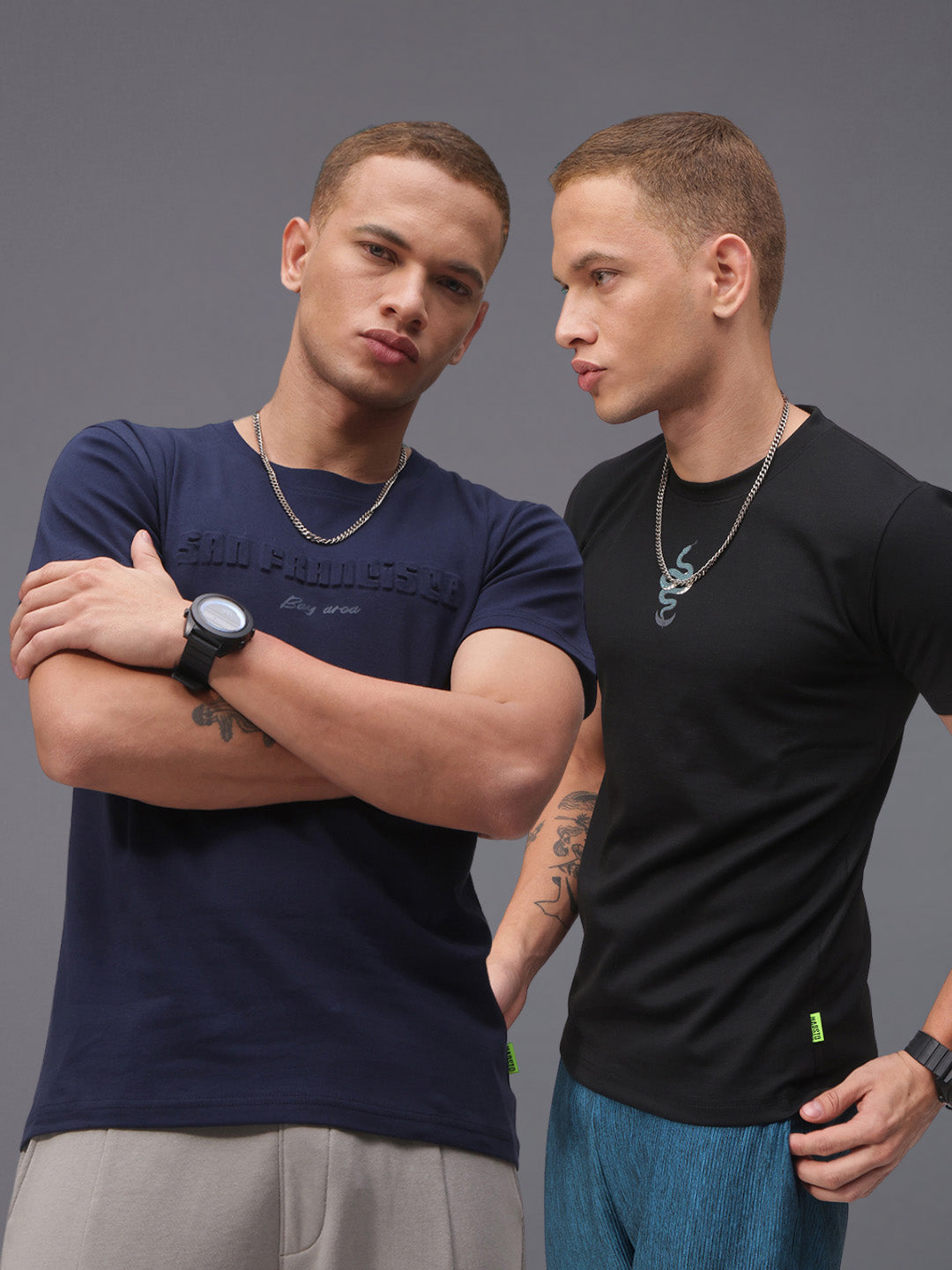 Mens Regular Fit Pack of 2 Printed Tshirts