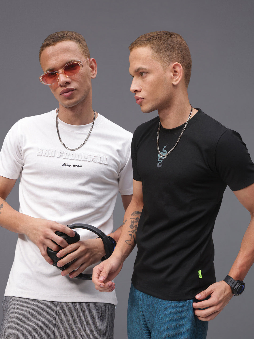 Mens Regular Fit Pack of 2 Printed Tshirts