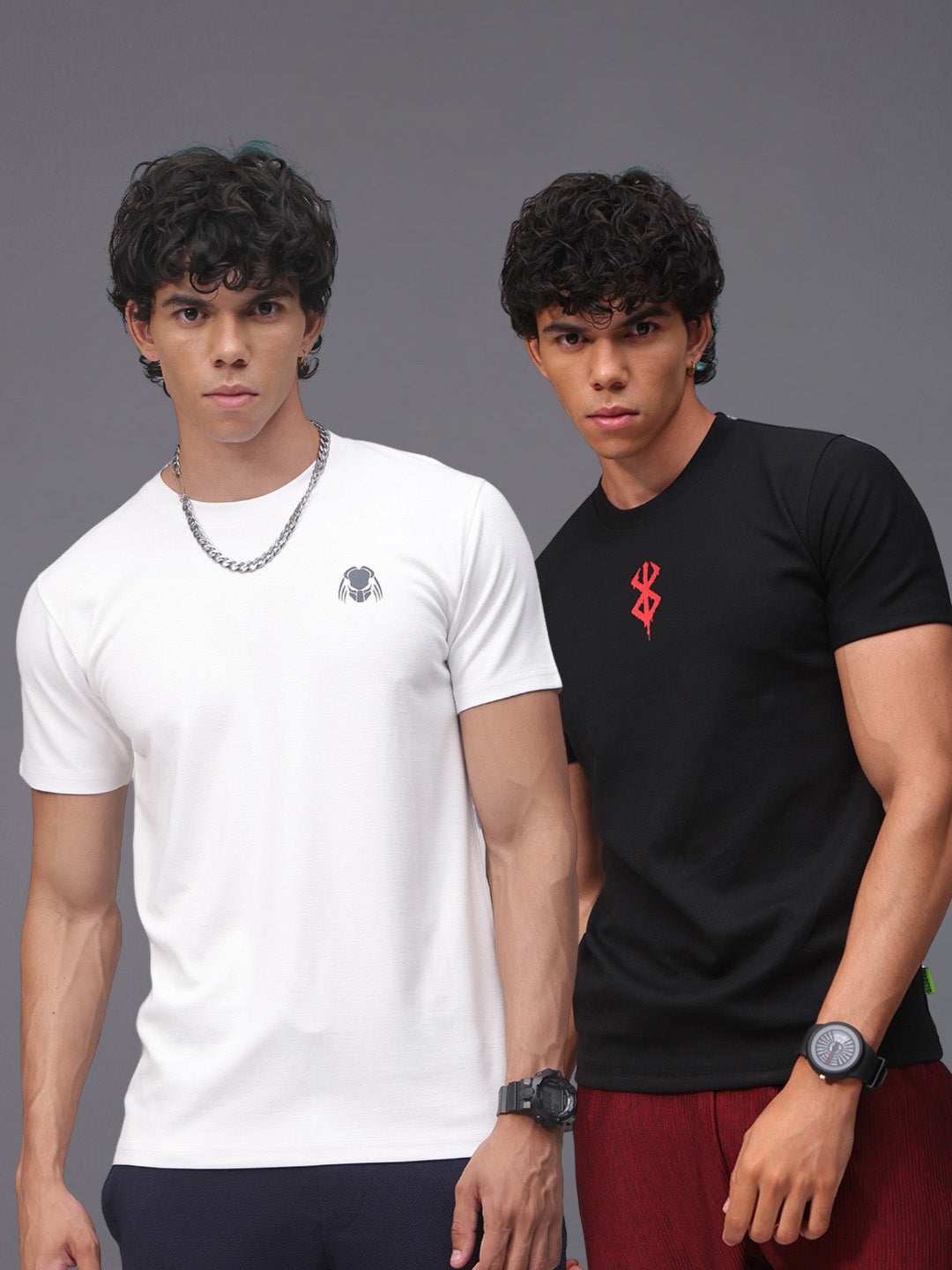 Mens Regular Fit Pack of 2 Printed Tshirts