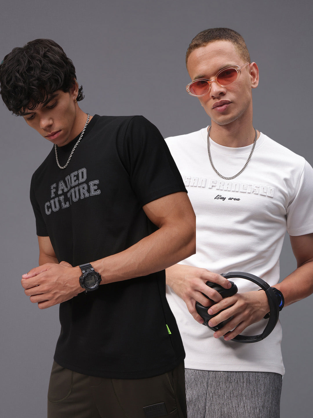 Mens Regular Fit Pack of 2 Printed Tshirts