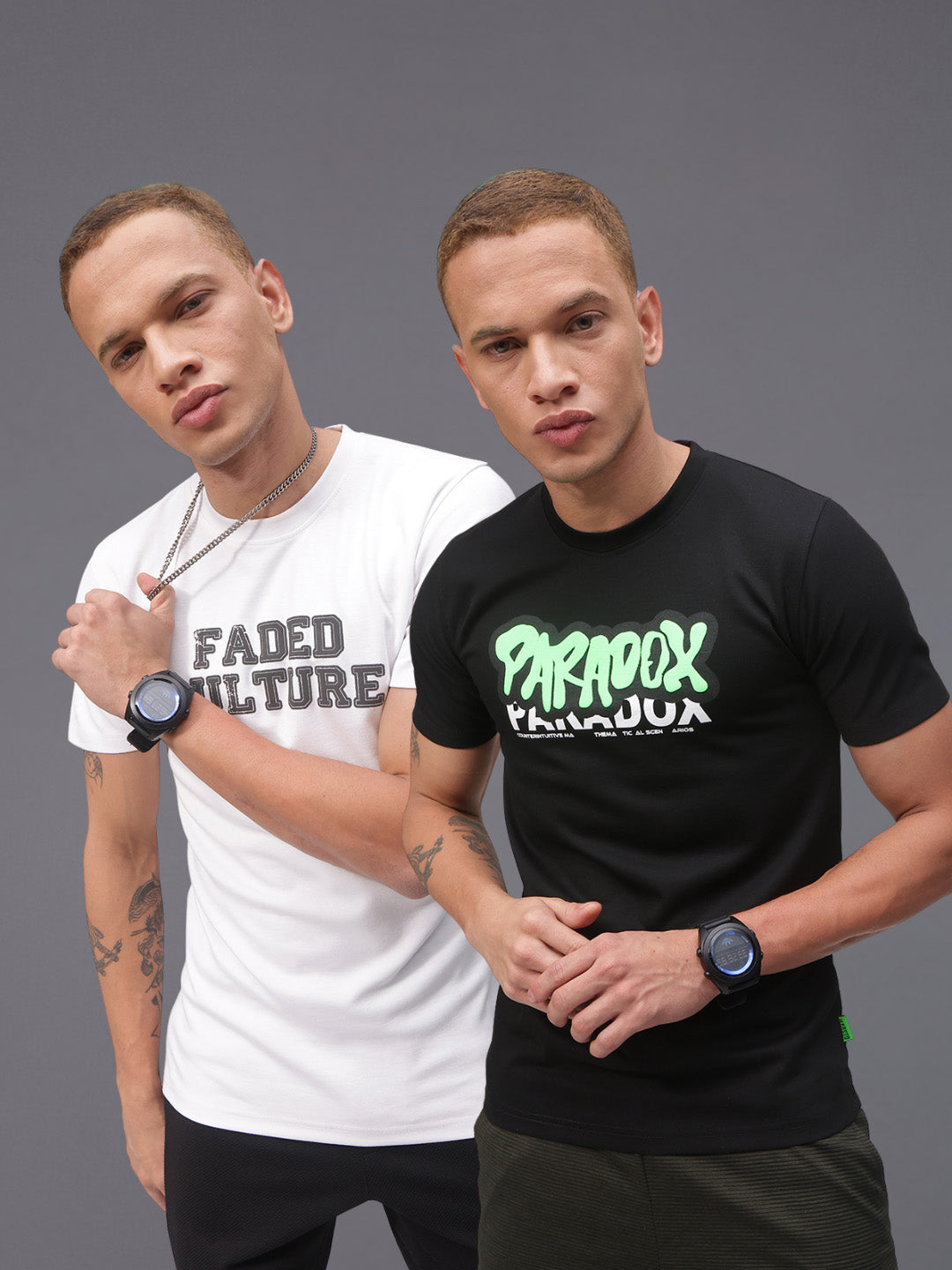 Mens Regular Fit Pack of 2 Printed Tshirts
