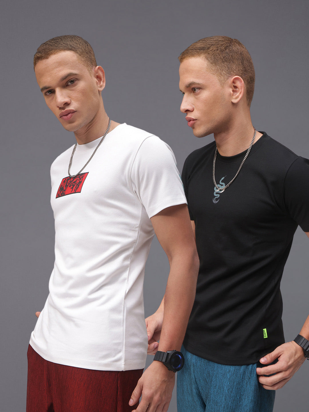 Mens Regular Fit Pack of 2 Printed Tshirts
