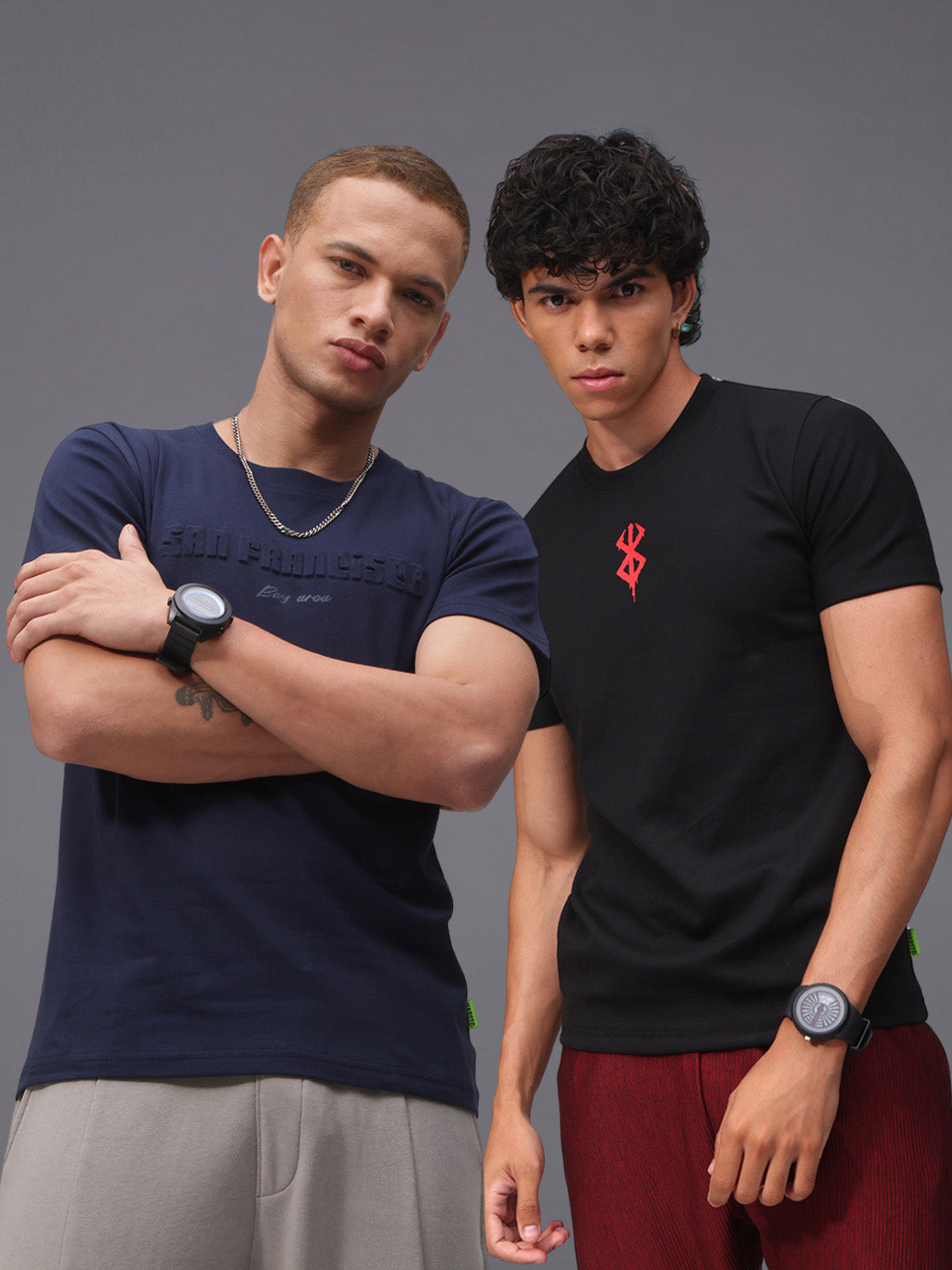 Mens Regular Fit Pack of 2 Printed Tshirts