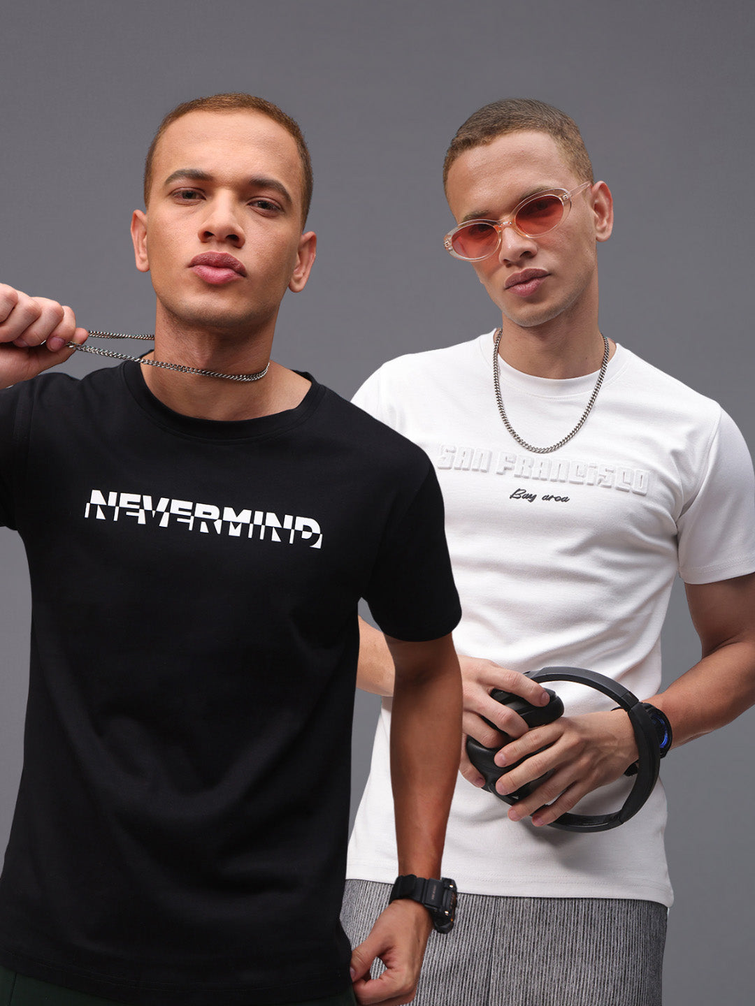 Mens Regular Fit Pack of 2 Printed Tshirts